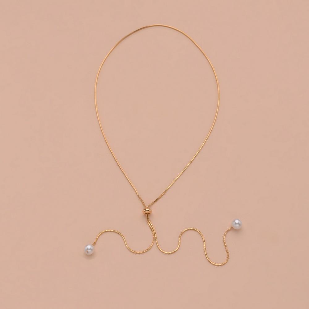 Wind Pearl Pendant Alloy Y Adjustable Necklace Suitable For Ladies Girls Commuter Vacation Party Party