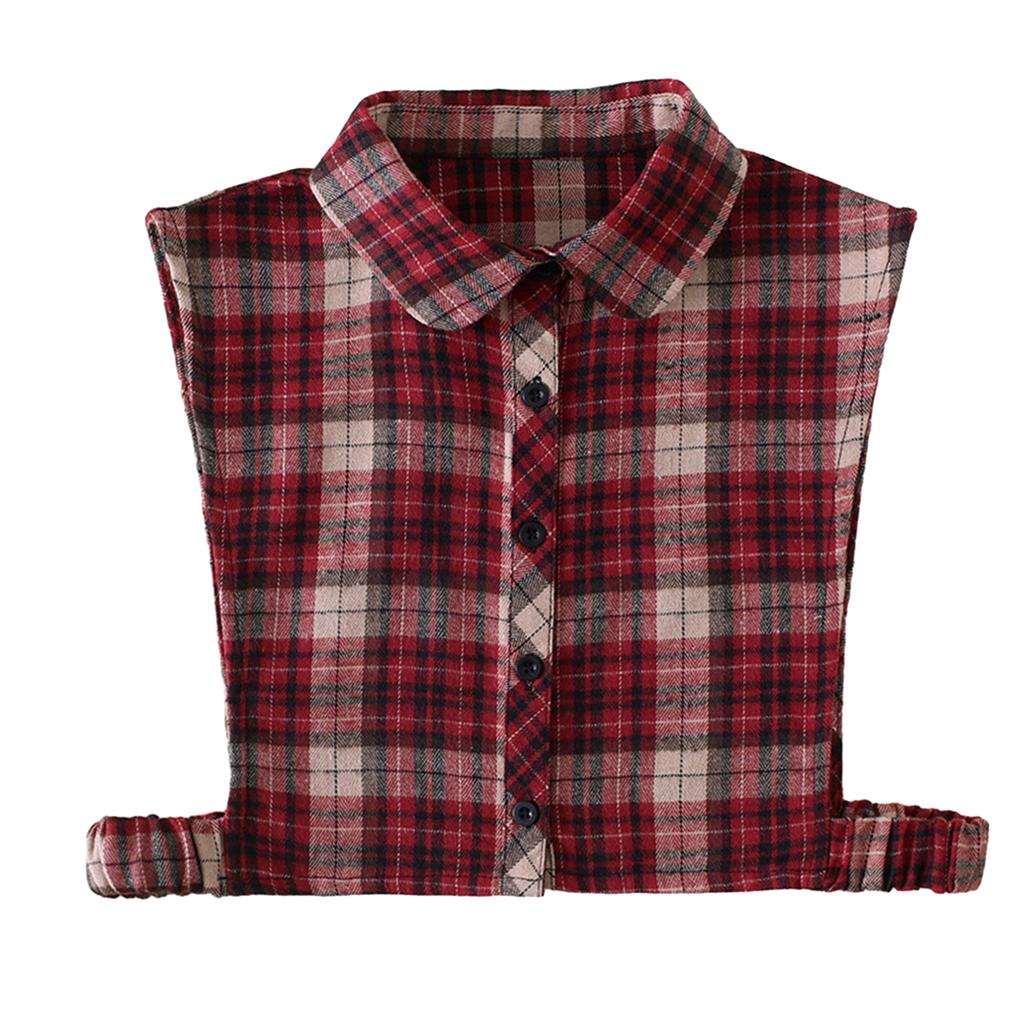 Checked False Collar for Lady Winter Detachable Lapel Faux Collar Half Blouse Collar Fashion Shirt Sweater Accessories