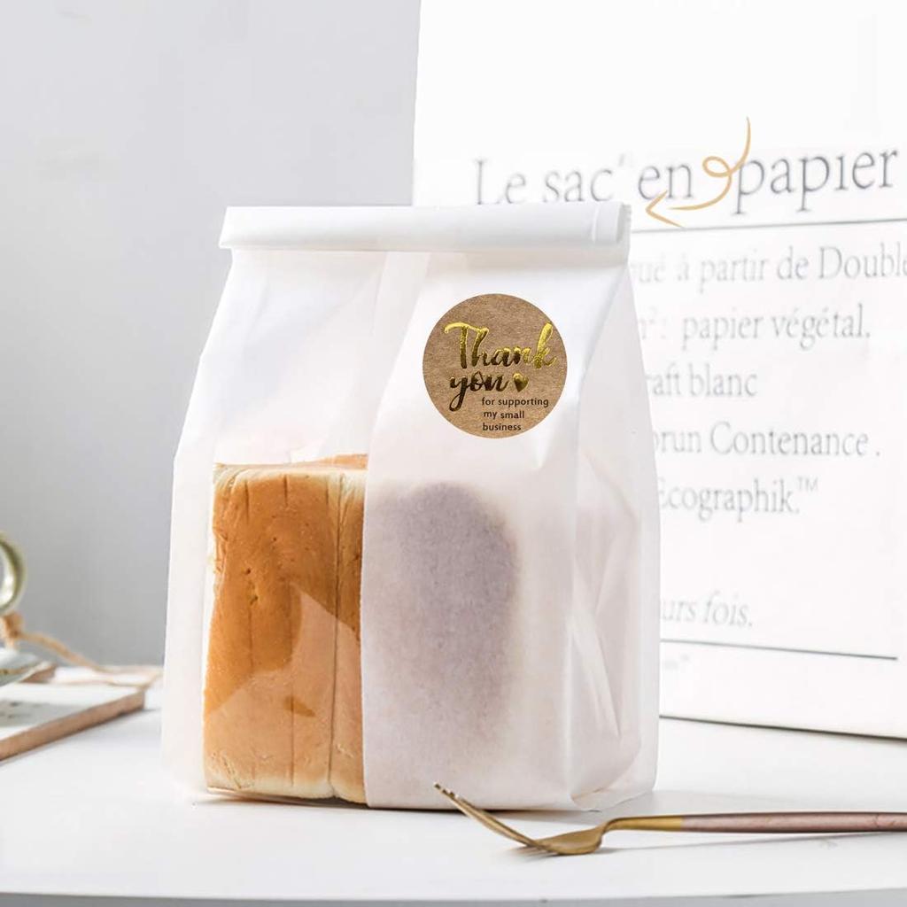 1.5'' Thank You for Supporting My Small Business, Brown Kraft Paper Thank You Stickers, 500 Labels Per Roll (Gold Foil)