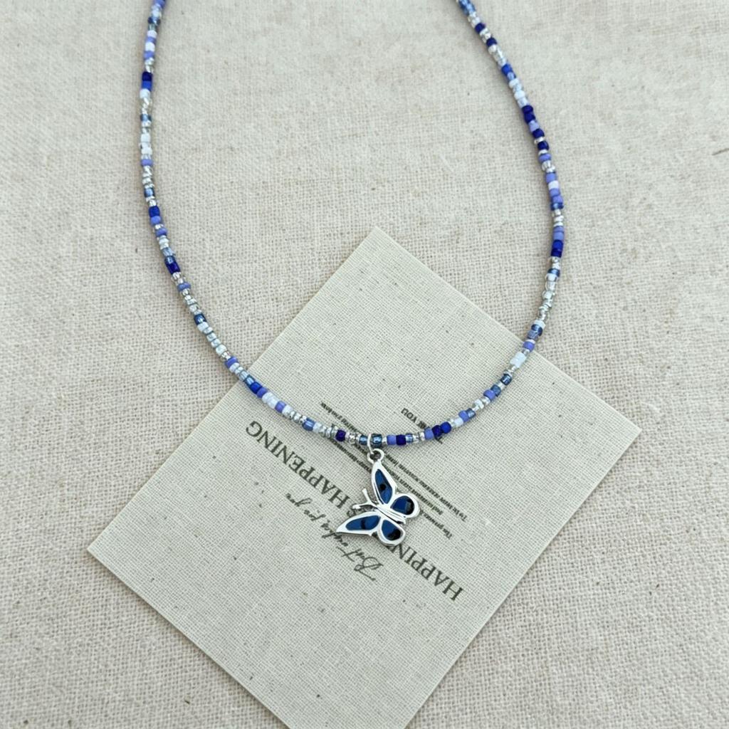 Dopamine Drip Glaze Butterfly Pendant Necklace - Women's Sweet Vacation Style