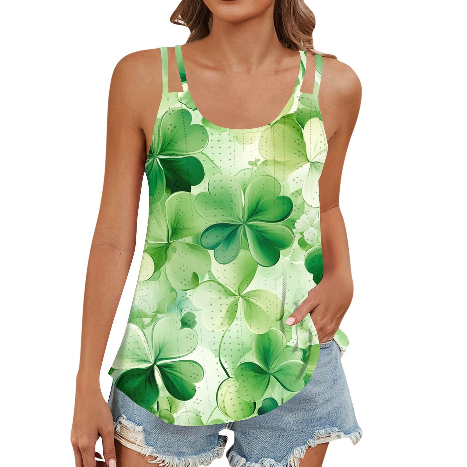 

Женская майка с вырезом R Neck, базовая однотонная повседневная струящаяся летняя безрукавка с глубокими боковыми вырезами для женщин St. Патрика L армия зеленый