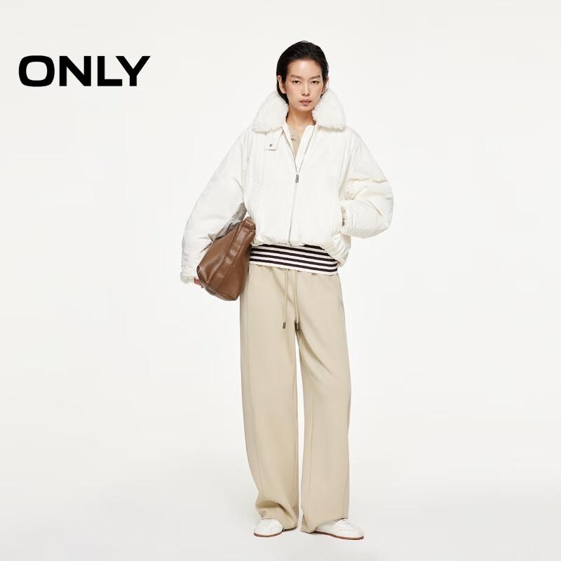 ONLY Women's Relaxed Fit Short Padded Jacket with Detachable Fur Collar