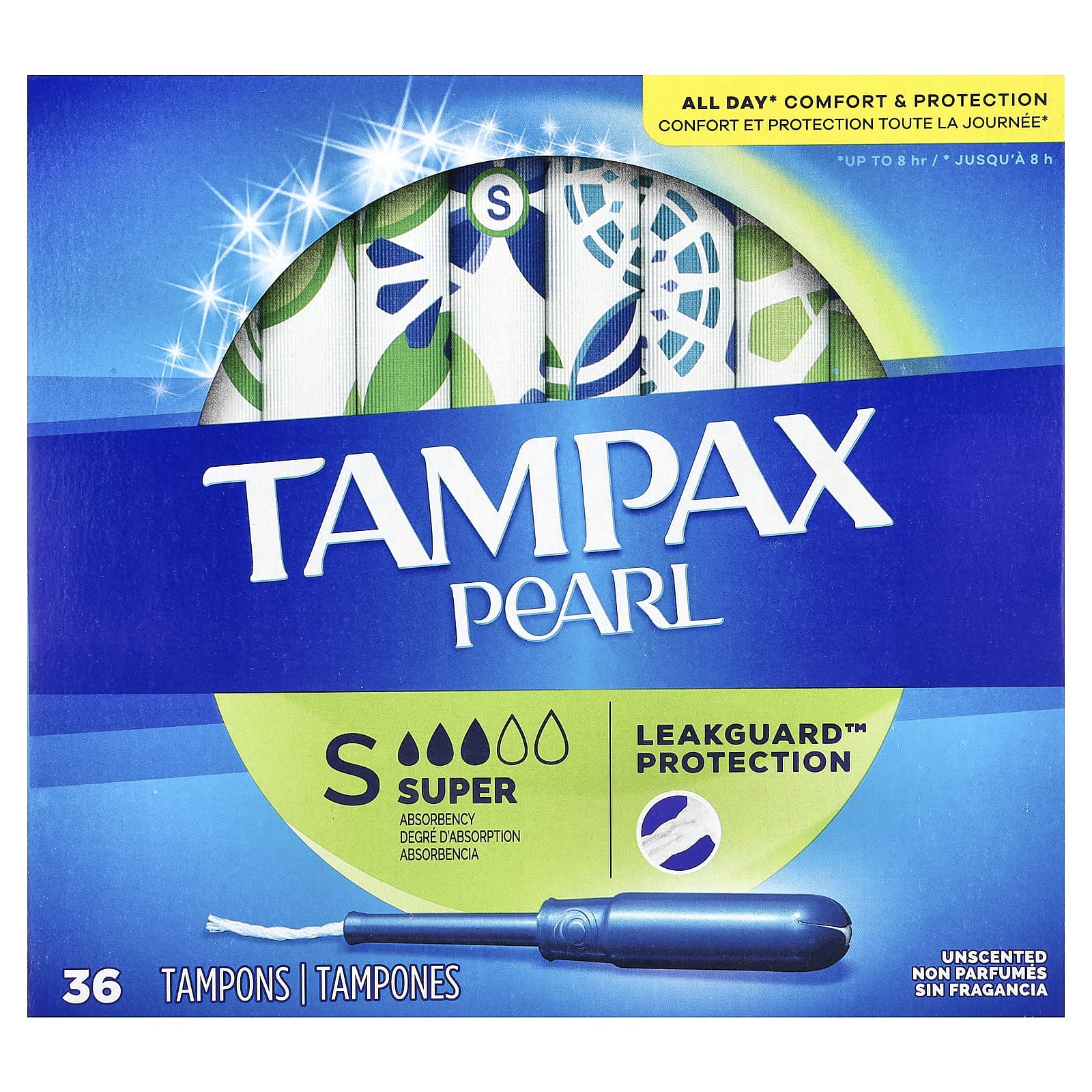 

Tampax, pearl, super, unscented, 36 tampons