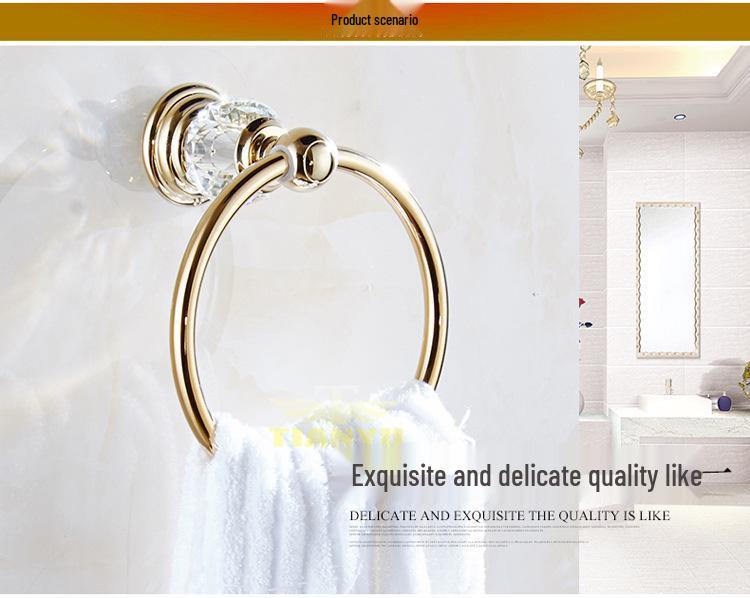 European Style Gold-Plated Crystal Towel Rack - Wall-Mounted, Stainless Steel