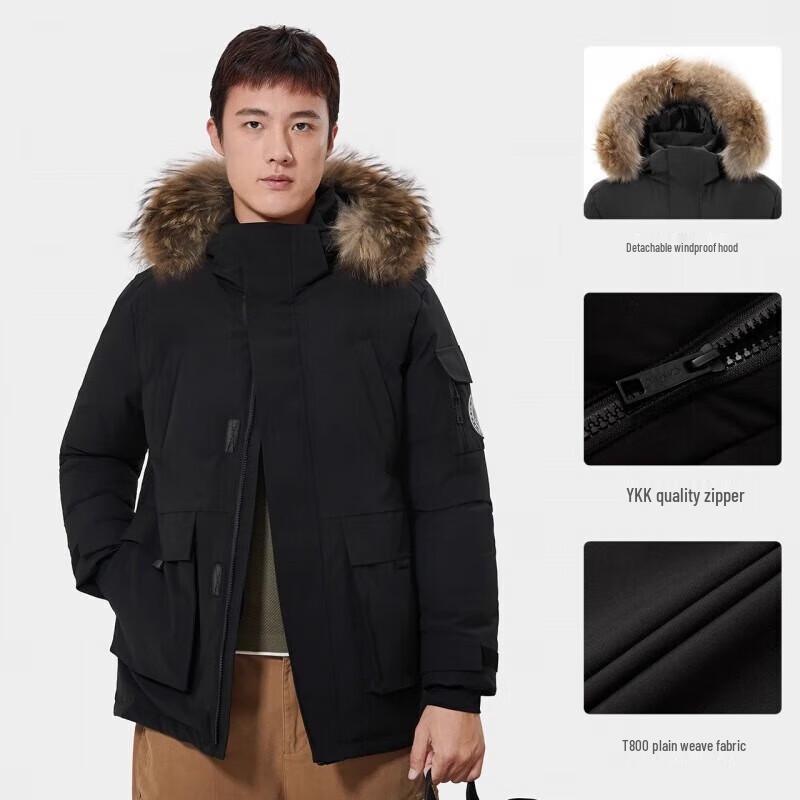 Camel Men s Extreme Cold Outdoor Parka with Raccoon Fur Collar M