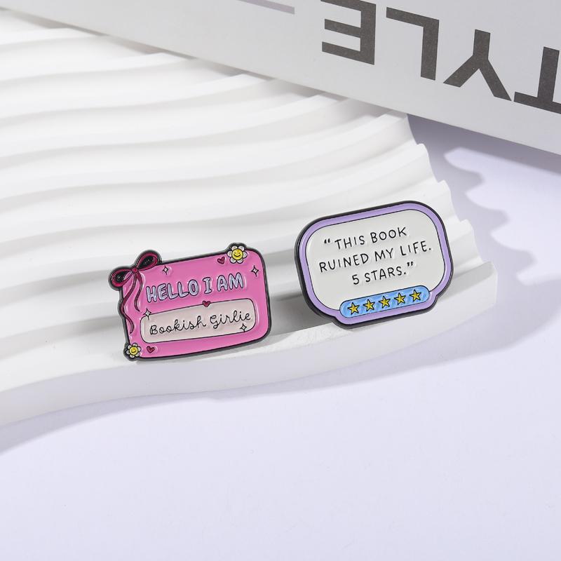 Bookish Girlie Enamel Pins This Book Ruined My Life 5 Stars Brooches Lapel Badges Clothes Funny Jewelry Gift for Kids Friends