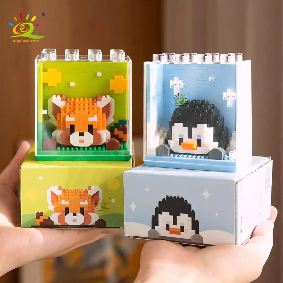Non-Toxic Cute Animal Micro Panda Model Building Block Kids Mini Pets With Display Box City Cartoon Animal Diamond Bricks Toys
