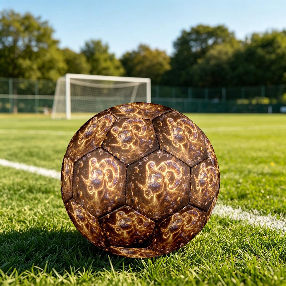 1pc Golden Ram Zodiac Theme Soccer Ball Football, Size 5, Lightweight PVC, Durable Outdoor Training Soccer Ball, Gift m61467