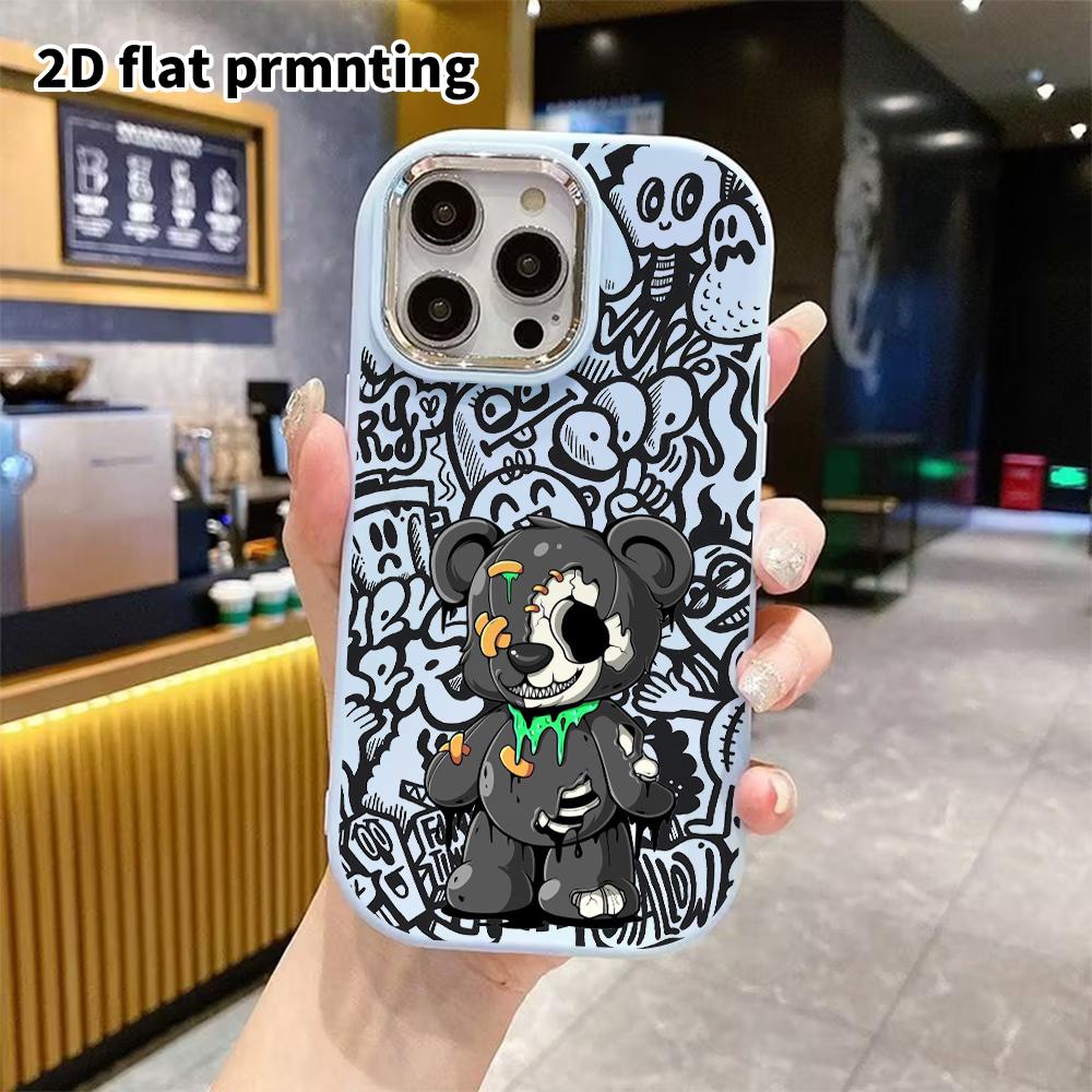 Phone Case: 2D Flat Design Suitable for iPhone 18 17 16 15 14 13 Pro Protective Case, Couple Style, Broken Black Doll, Christmas and Halloween Gift