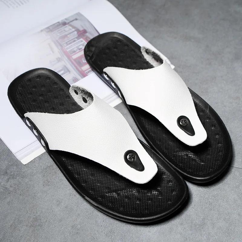 

MAEDEF 2024 Summer Men s Slippers Outdoor Beach Soft Comfortable Man Shoe Slip on High Quality Non-Slip Flip Flops Travel Sandal 42 белый