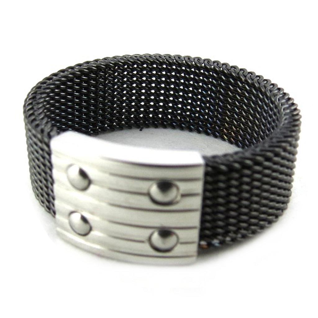 Steel Ring 'Peaceful' Black Silver - 8 Mm