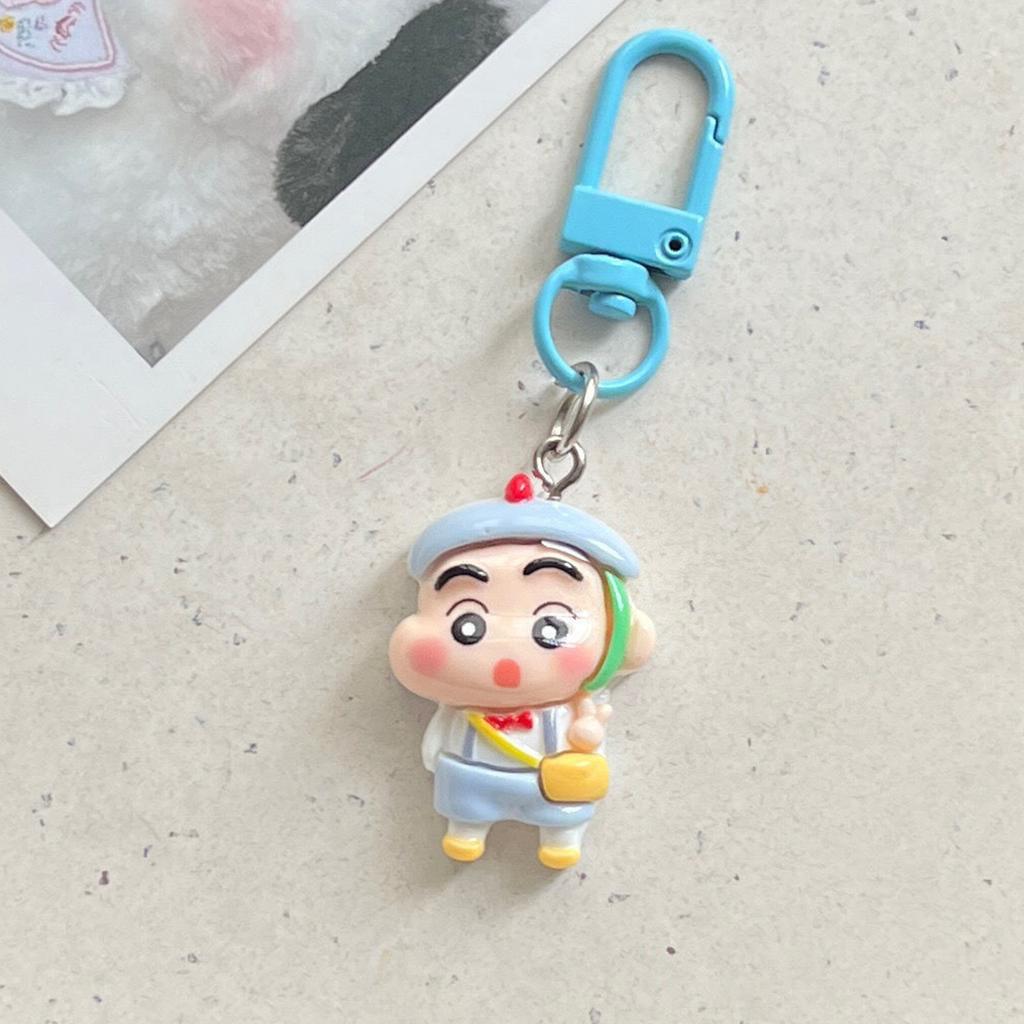 Crayon Shin-Chan Car Key Chain Cute Couple Schoolbag Ornaments Anime Cartoon Pendant Charm Keyring Figures Accessories Gift