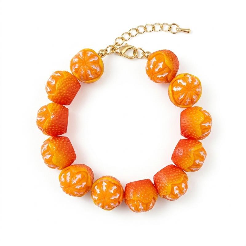3D Fruit Beaded Bracelet Hypoallergenic Resin Hand Chain for Women Summer Seaside Trip Jewelry Accessories