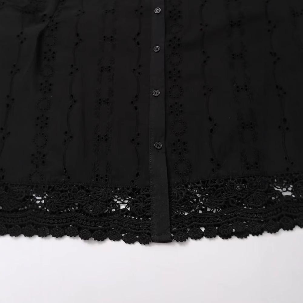 2024 Autumn Women's Fashion: European & American Style Embroidered Long Sleeve Shirt