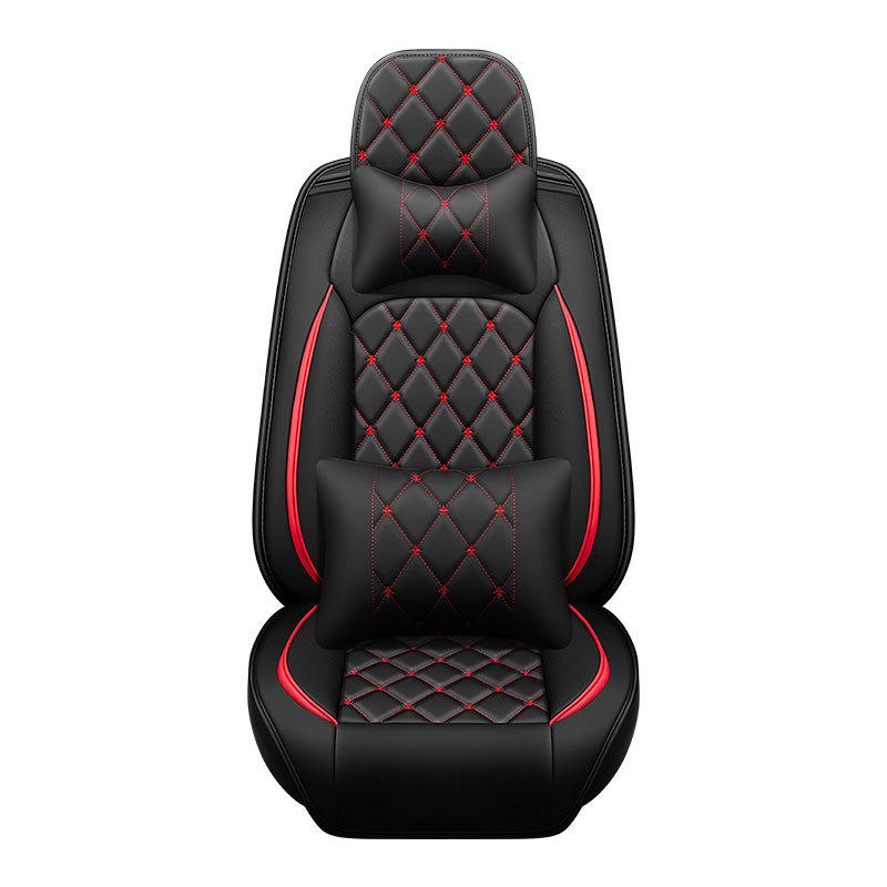 2022 Korona Uniwersalna Skórzana Poduszka na Fotel Samochodowy z Wzorem Diamentowym - Na Cały Rok, Pełne Pokrycie