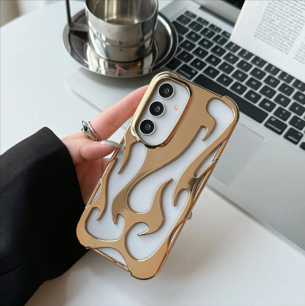 New 3D Flame pattern Case For Samsung Galaxy S24 S23 S22 Ultra A55 A16 A54 A06 A15 A14 Fashion Hollow Slim Shockproof soft Cover