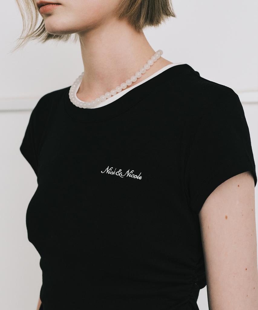 Nigaennikol Layered Shirring Slim Top_Black