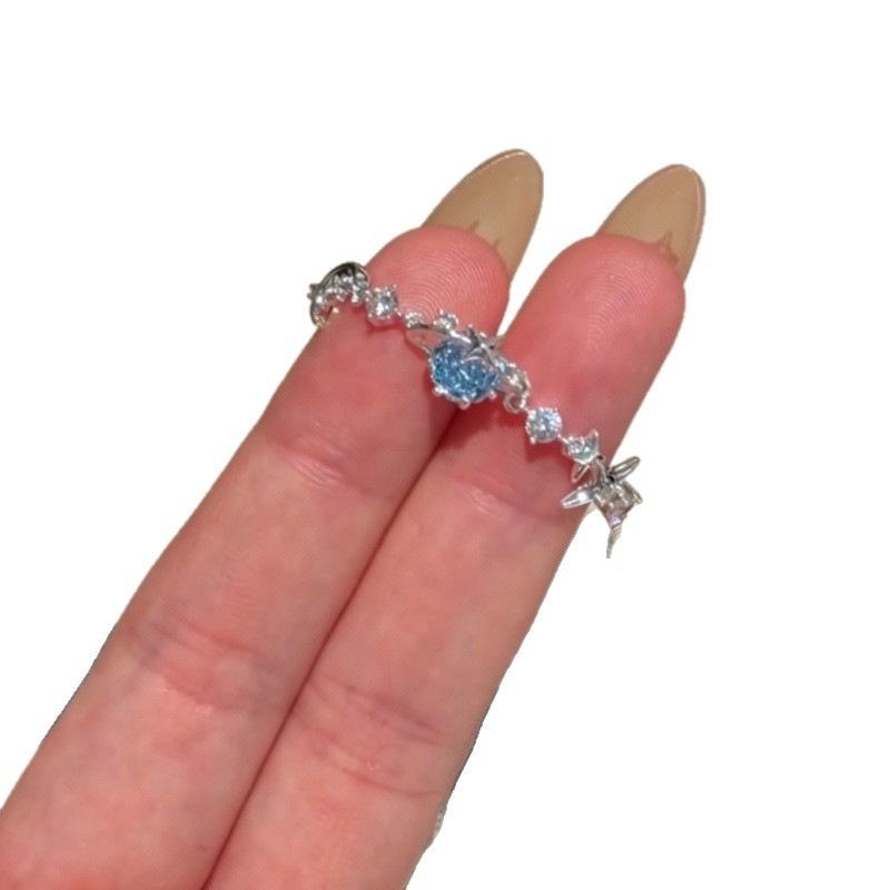 Moon & Star Ice Blue Zirconia Starburst Bracelet – Luxury, High-End Design for Women
