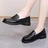 Black British Single Shoes, New Soft Leather Flat-soled Loafers, Autumn Small Leather Shoes.