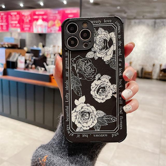 

Модный чехол для телефона с цветочной росписью во французском стиле для Iphone 13 14 12 11 Pro Max X Xr Xs Max 14 7 8plus, мягкий чехол с кожаным узором For iPhone 13 Pro
