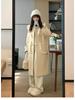 Women's Korean Pink Lambswool Tweed Coat: Winter 2025, Horn Button, Loose Fit
