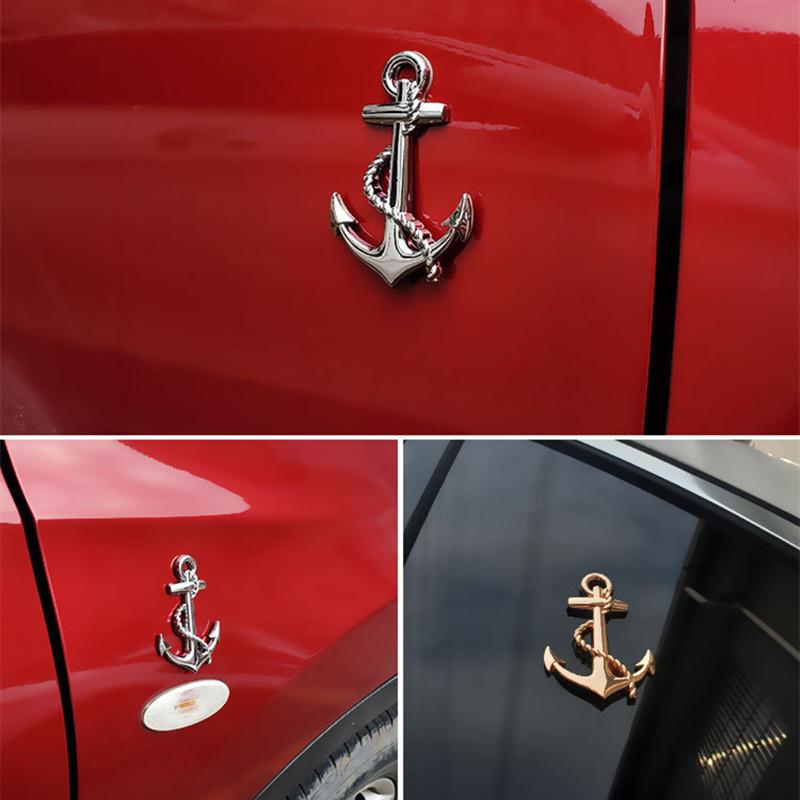 1PC Metal Personality Car Stickers Boat Anchor Hooks Navy Emblem Grill Cross Badge Pirate Ship Car Body Sticker