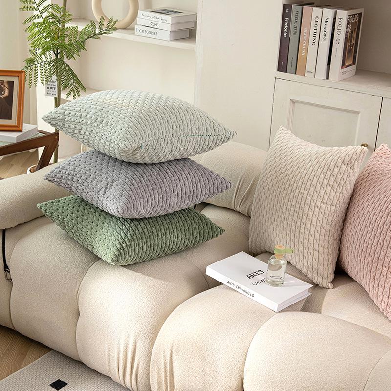Corduroy Short Pillow Solid Color Modern Simple Sofa Pillow Cover Living Room Bedroom Decorative Pillow Cover Cushion Cover