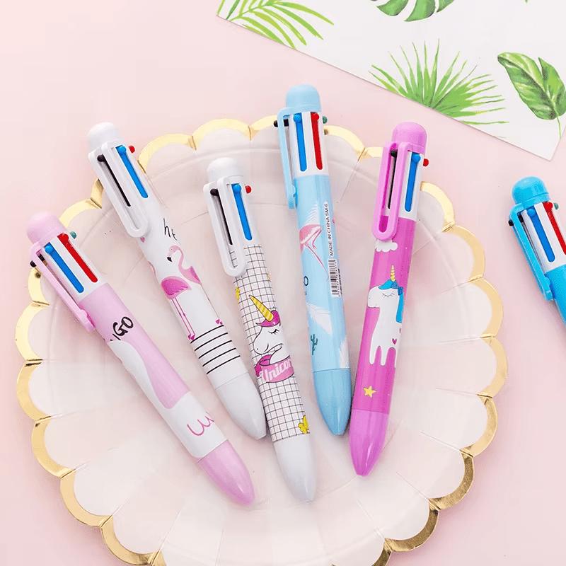 6Pcs Cute School Supplies 6 Color Unicorn Pens Multicolor Ballpoint Pen Multifunction Office Creative Ball Pen