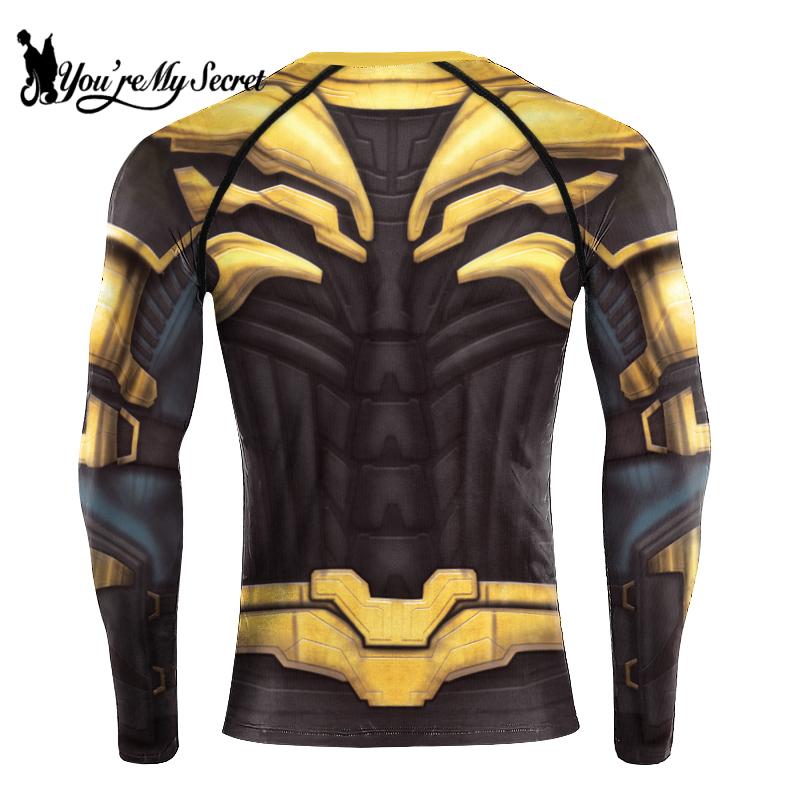 [You're My Secret] Superhero Long Sleeve Workout 3D Compression Shirt Comics Cosplay Costume Men's Quick Dry Rash Guard Gym Tops