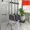 Movable Stainless Steel Mop & Broom Hanger - Floor-Standing Punch-Free Storage Rack for Balcony & Bathroom