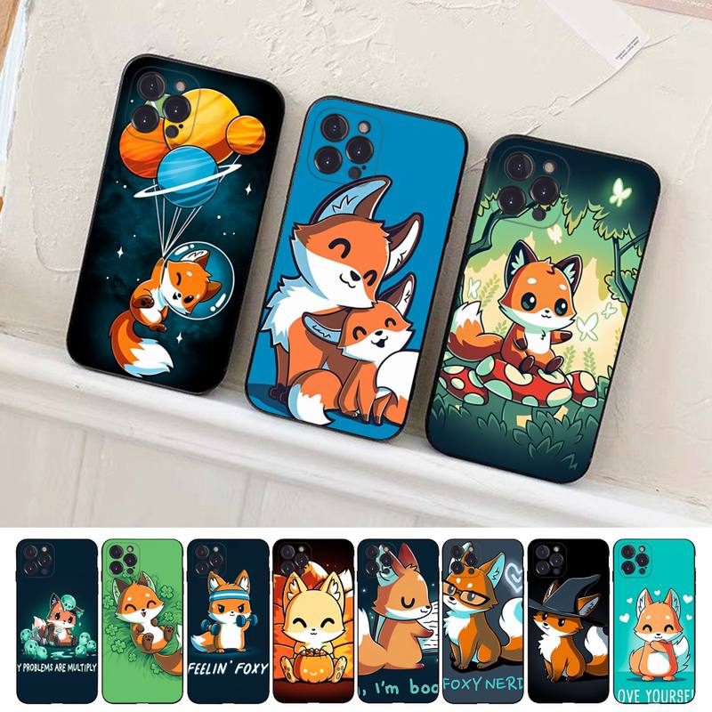 Cartoon Animal Fox Phone Case For iPhone 14 11 12 13 Mini Pro XS Max Cover 6 7 8 Plus X XR SE 2020 Funda Shell