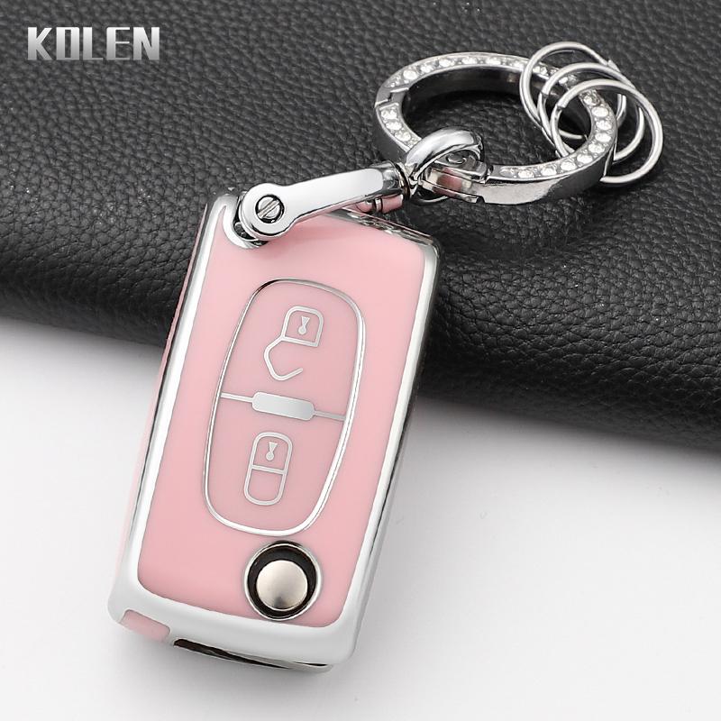 Funda Protectora de Moda para Llave Inteligente de Coche para Peugeot 107 207 307 308 407 607 3008 5008 Citroen Xsara Picasso C5 C6 C8 Llavero Protector