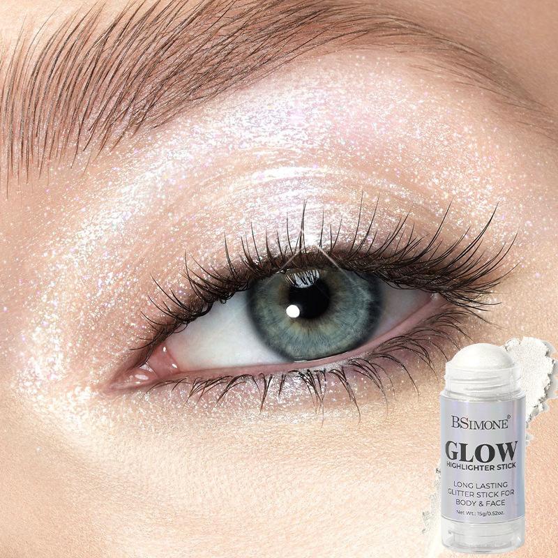 Body Shimmer Powder Highlighter Stick Facial Makeup Waterproof Sweat-Resistant Non-Fading Brightening Eyeshadow Highlighter