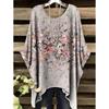 Women's T-Shirt Fashion Floral Printing Short Sleeve Tops Summer Vintage Street Round Neck