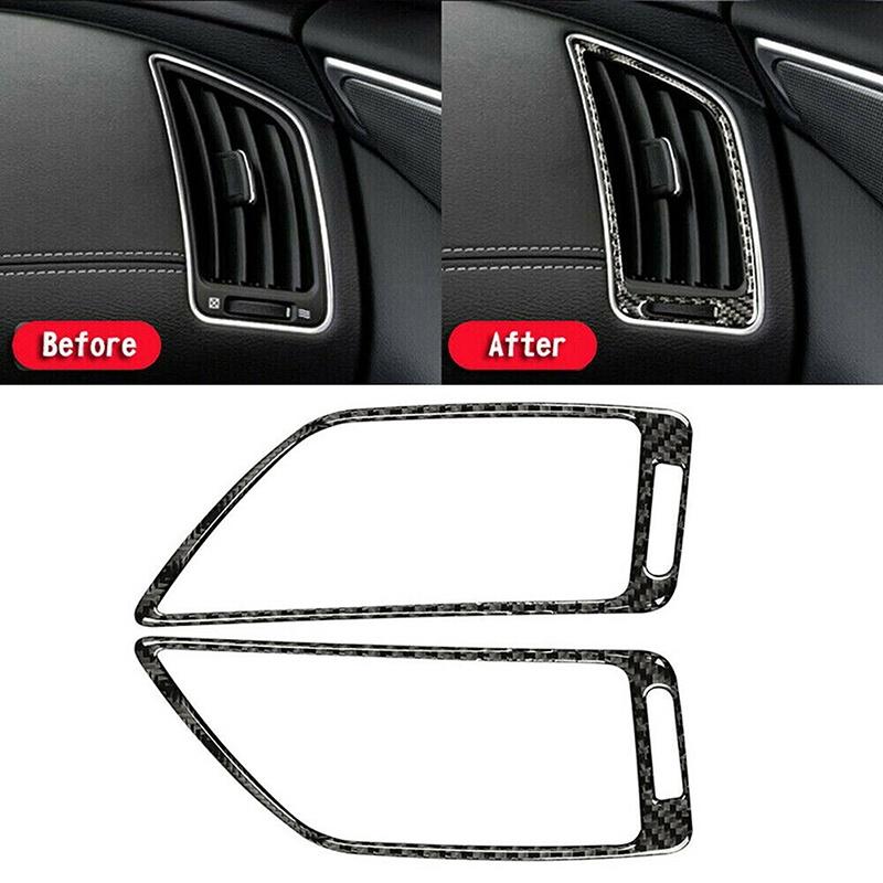 Für Infiniti Q50 Q60 2014-2019 Auto Seite Klimaanlage Luftauslass Abdeckung Zierleiste Aufkleber Echte Kohlefaser Zubehör