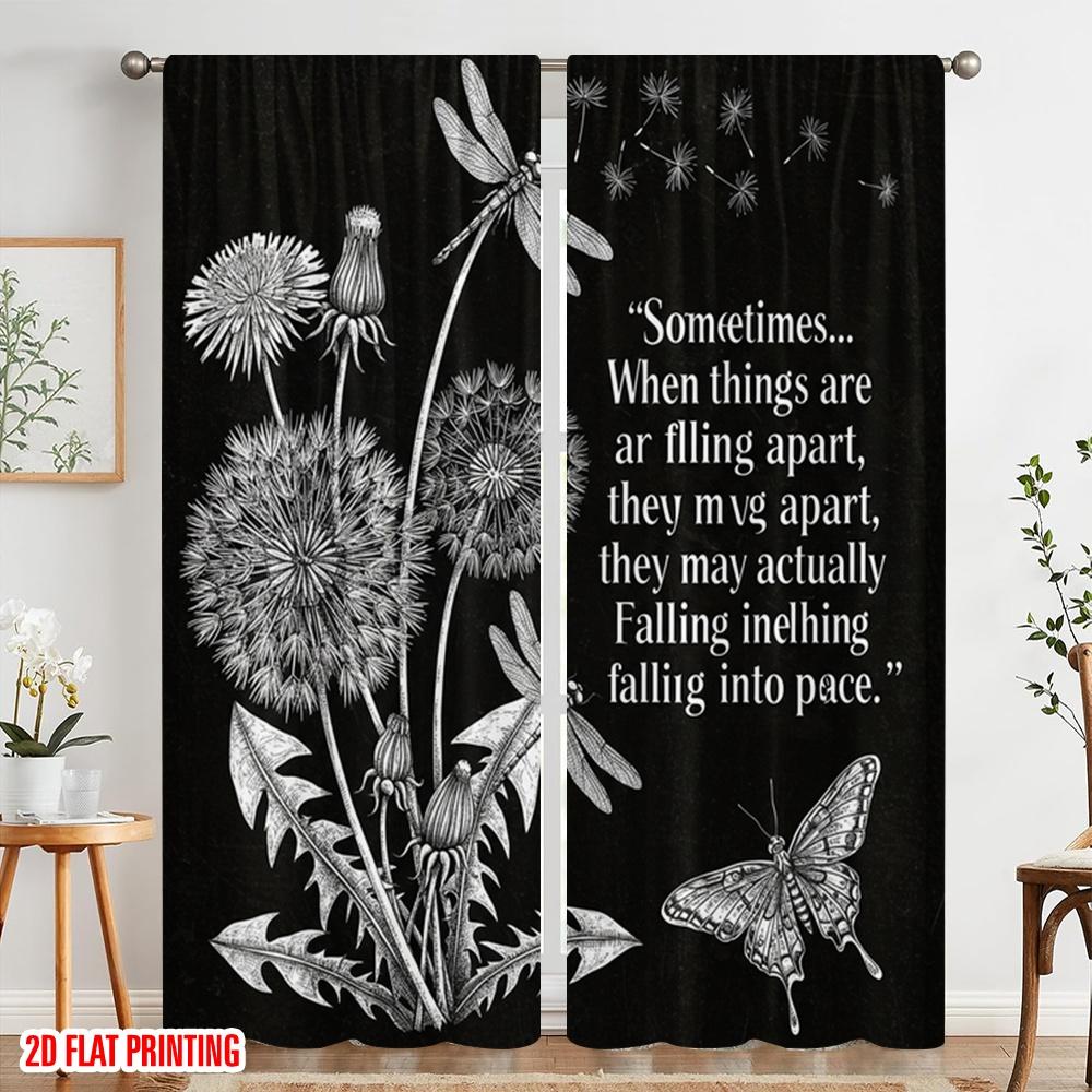 2pcs 2D flat printing Drapes Dragonflies Dandelions Falling Place Fabric Without Electricity Party Decorations for Photo Booths