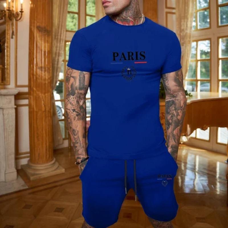 

Summer new men s hort-sleeved T-shirt and shorts jogging set, fashionable XXS