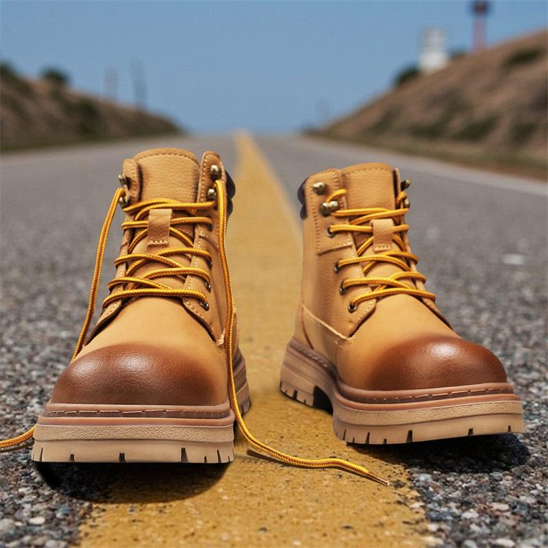 Men's Boots Lace Up Winter New High Top Leisure All-match Men's Casual Boots Non-slip Trend Rubber Men Flat Boots