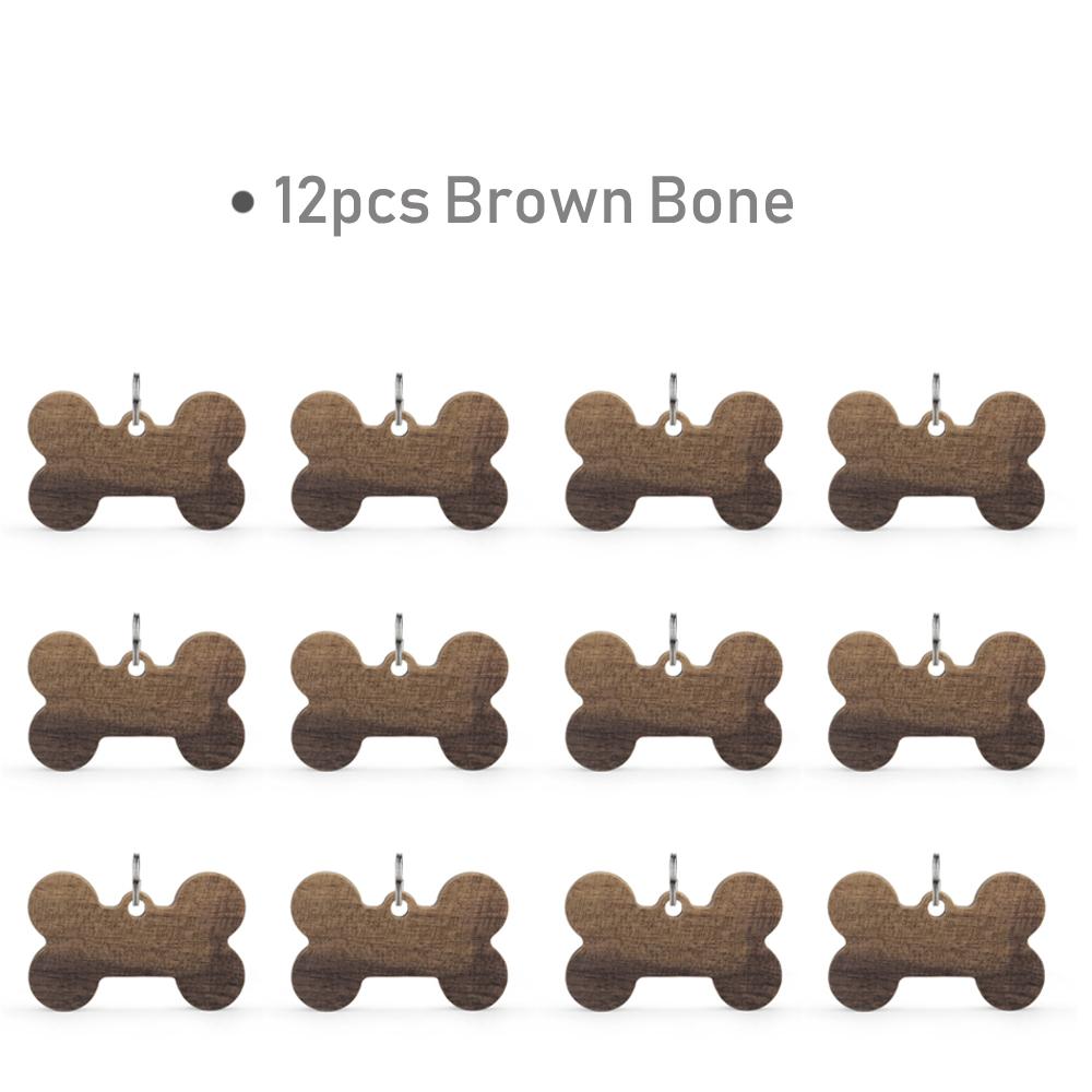 12pcs Wholesale Cat Collar Accessory Wood Dog Bone Puppy Blank Nameplate Round Tags For Dogs Keyrings