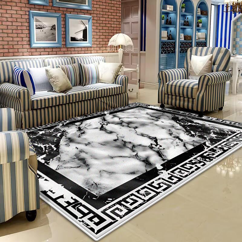 Chinese Style Carpets for Living Room Non-slip kitchen floor carpet Easy Clean Light Luxury Black Large Rug Bedroom Bath mat