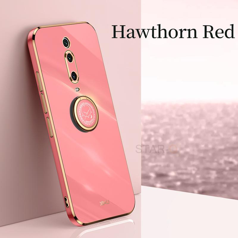 Plating Square Ring Holder Phone Case On For Xiaomi Redmi K20 Mi 9T Pro Mi9T 9TPRO Luxury Bumper Soft Silicone Stand Cover