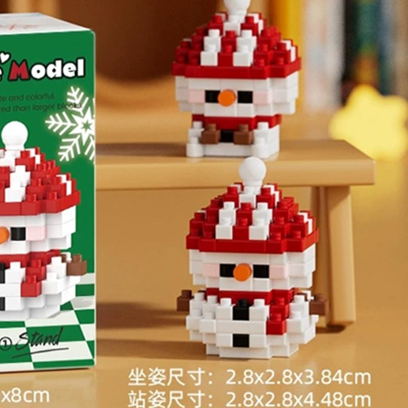 DIY Niedlicher Weihnachtsbaum Elch Hirsch Weihnachtsmann Apfel Pinguin Heiligabend Baum MINI Schneemann Baustein Set Bausteine Sets Spielzeug Geschenk