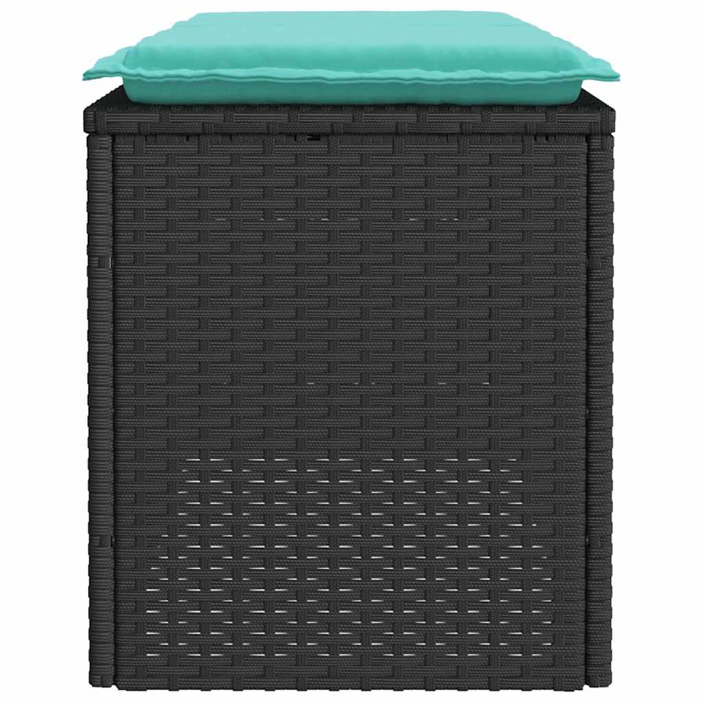 Garden Bench with Cushion Black 110x40x44 Cm Poly Rattan