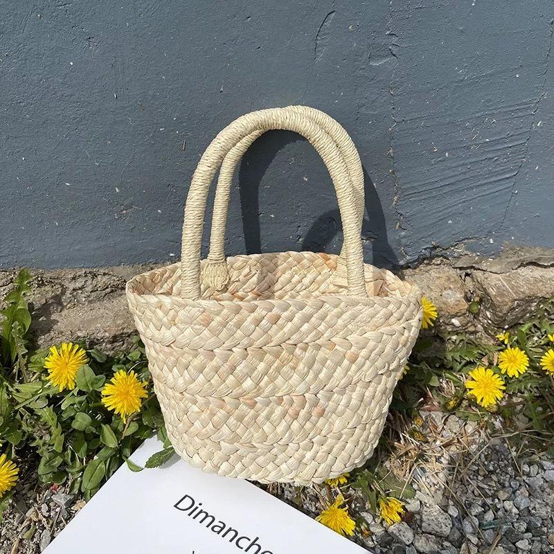 New Straw Woven Bag Women's Small Bag Niche Handbag Woven Bag Corn Skin Bag Casual Beach Tote Bag