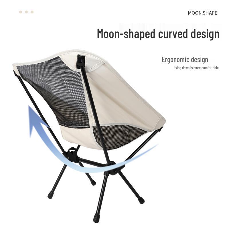 Portable Outdoor Moon Chair with Breathable Mesh Backrest – Folding Chair for Fishing, Art, and Beach Picnics