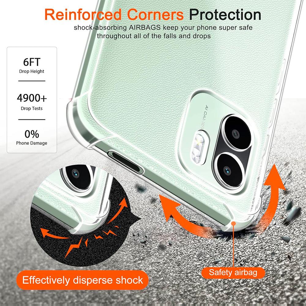 3 Pcs Clear Case For Xiaomi Redmi A1 A2 Plus A1 Plus Thick Shockproof Soft Silicone Phone Cover for Redmi A2