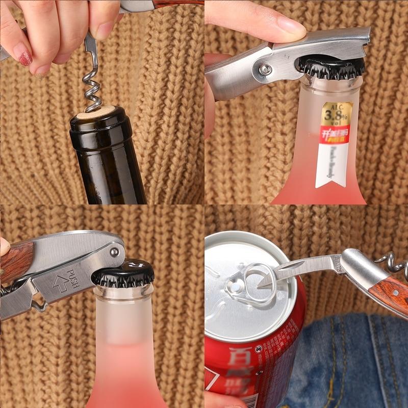 Bottle Opener Wine Corkscrew Professional Bottle Opener and Foil Cutter Stainless Steel Bottle Can Remover For Kitchen Tools