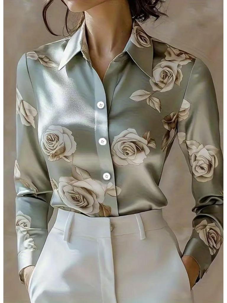 European & American Women's Floral Retro Long Sleeve French Shirt 2026 Design