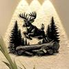 Metal Deer Wall Art, Minimalist Iron Sculpture for Home Living Room Bedroom Office Decor, Rustic Farmhouse Hanging Ornament, Durable Housewarming Gift