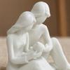 Family Theme Statue 3D Printed of 3 Sculpture, Modern Father Mother Son Decorative Figurine, Parent Child for Home Office Shelf Elegant Decor